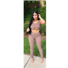 Solid Tank Top And Pants Two Piece Sets ZDF-31108