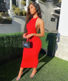 Sexy Red Halter Long Dress ZDF-31105