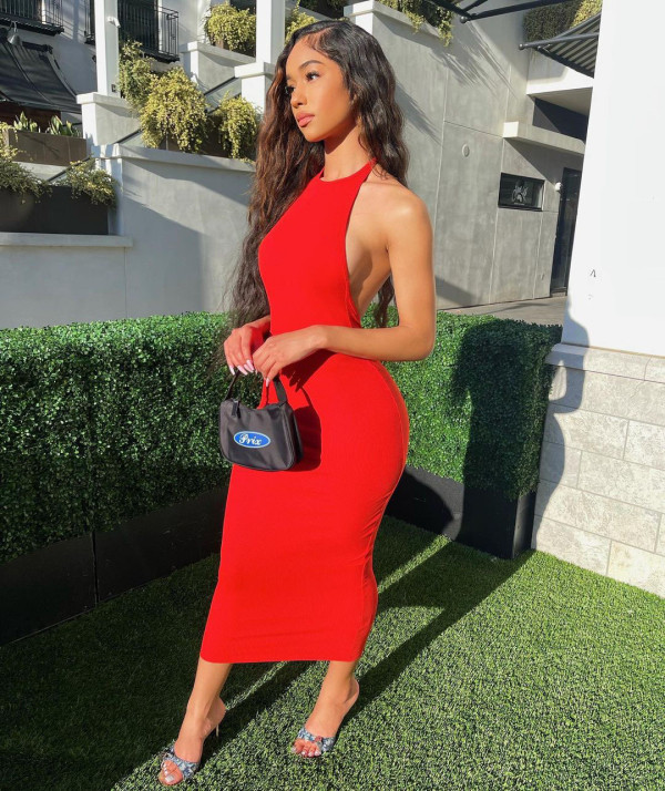 Sexy Red Halter Long Dress ZDF-31105