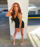 Sexy Solid Halter Split Mini Dress ZDF-31109
