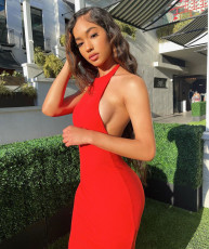 Sexy Red Halter Long Dress ZDF-31105