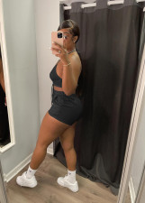 Solid Bra Top And Shorts Two Piece Sets FNN-8624