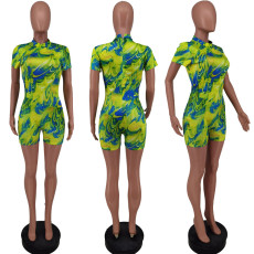 Casual Print Short Sleeve Romper ZDF-31102