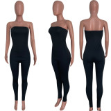 Solid Off Shoulder Strapless Tight Jumpsuits HMS-5493