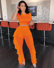 Solid Color Short Sleeve Top And Pants 2 Piece Sets CXLF-KK831