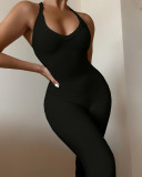 Solid Sleeveless Sling Cross Strap Tight Jumpsuit BGN-172