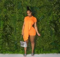 Solid Color Irregular Top Two Piece Sets CXLF-KK837