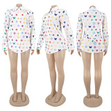 Casual Printed Long Sleeve Shirt Dress SFY-H169