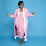 Plus Size Sleeveless Midi Dress+Long Cloak 2 Piece Sets ONY-5101