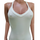 Solid Sleeveless Sling Cross Strap Tight Jumpsuit BGN-172