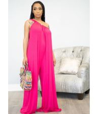 Fashion Loose Oblique Shoulder Casual Jumpsuit LDS-3273