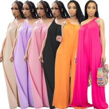 Fashion Loose Oblique Shoulder Casual Jumpsuit LDS-3273
