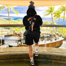 Casual Printed Hoodie And Shorts 2 Piece Suits GLF-10019