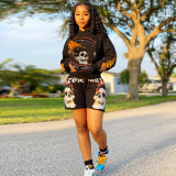 Casual Printed Hoodie And Shorts 2 Piece Suits GLF-10019