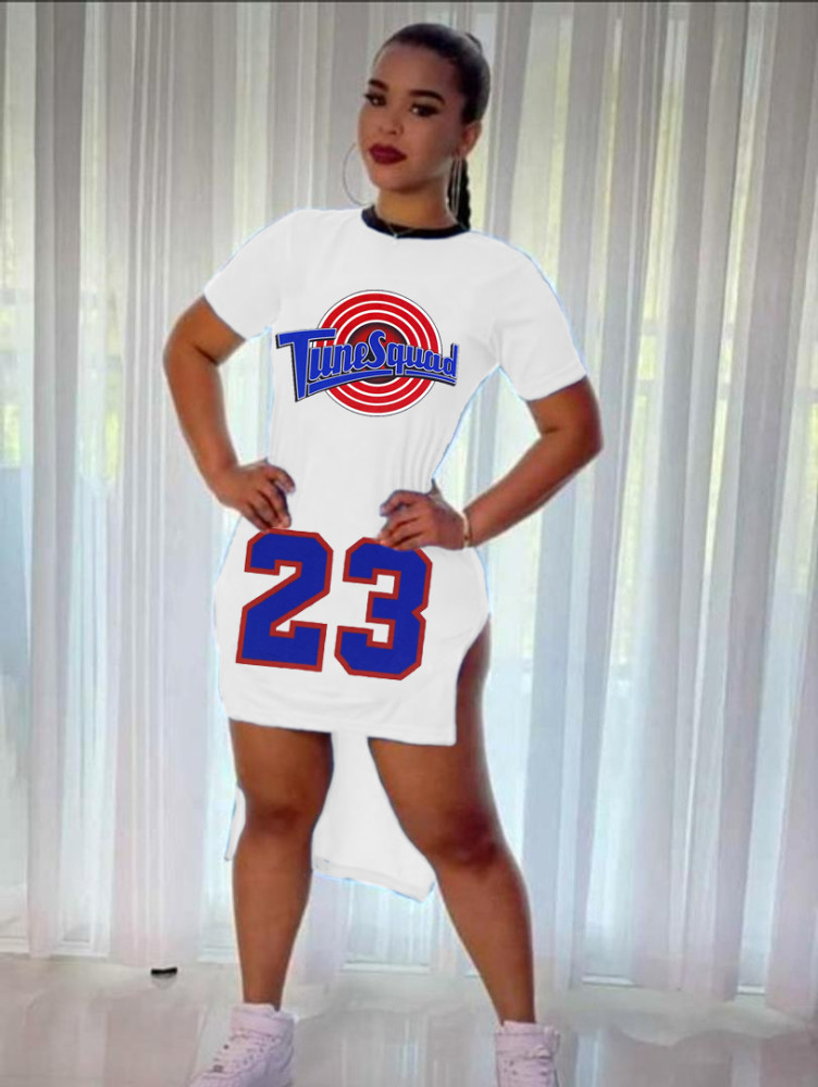 2026 Casual Printed Irregular Split Basketball Jersey Dress SHD-9500 | DF -  www.dear-fashion.com