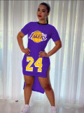 Casual Printed Irregular Split Basketball Jersey Dress SHD-9500