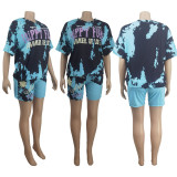 Casual Printed T Shirt And Shorts Two Piece Sets ZDF-31122