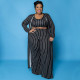 Plus Size Striped Tank Top+Long Cloak+Pants 3 Piece Sets NNWF-7266