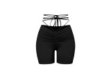 Sexy Casual Solid Color Tie Up Shorts ASL-6377