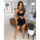 Sexy Cross Halter Neck Tie-UP Slit Skirt Suit ASL-6380