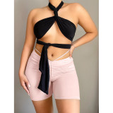 Sexy Casual Solid Color Tie Up Shorts ASL-6377