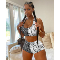 Fashion Sports Print Vest Shorts Two Piece Sets ASL-6376