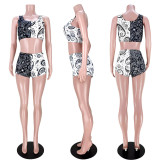 Fashion Sports Print Vest Shorts Two Piece Sets ASL-6376