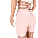 Sexy Casual Solid Color Tie Up Shorts ASL-6377