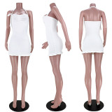 Sexy Solid Color Halter Neck Mini Dress ASL-6391