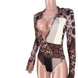 Printed Long Sleeve Bodysuit And Pants Two Piece Sets ASL-6309