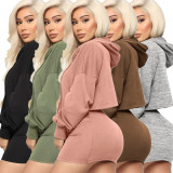 Casual Hooded Long Sleeve Mini Skirt 2 Piece Sets ASL-6221