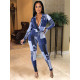Printed Long Sleeve Bodysuit And Pants Two Piece Sets ASL-6309