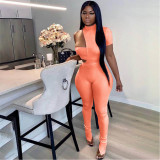 Solid Tube Top+Asymmetry Bodysuit+Pants 3 Piece Sets ASL-6337