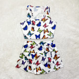 Casual Printed Tank Top+Culottes Skirt 2 Piece Sets SHD-9371