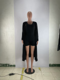 Solid Sleeveless Romper+Long Sleeve Cloak 2 Piece Sets BLX-8226
