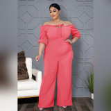 Plus Size Solid Color Off Shoulder Jumpsuits ASL-7050