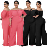 Plus Size Solid Color Off Shoulder Jumpsuits ASL-7050