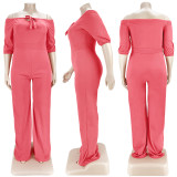 Plus Size Solid Color Off Shoulder Jumpsuits ASL-7050