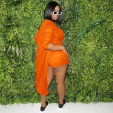 Solid Sleeveless Romper+Long Sleeve Cloak 2 Piece Sets BLX-8226