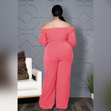Plus Size Solid Color Off Shoulder Jumpsuits ASL-7050