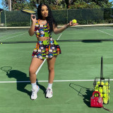 Casual Printed Tank Top+Culottes Skirt 2 Piece Sets SHD-9371