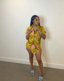 Casual Printed Short Sleeve Shirt And Shorts 2 Piece Sets OMY-80038