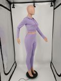 Casual Solid Hooded Long Sleeve 2 Piece Pants Set XMF-072