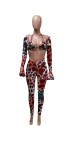 Pre Order: About 7 work days shipping Sexy Printed Flare Sleeve Jumpsuits+Bra Top YUEM-66723