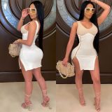 Sexy Sleeveless Zipper Split Bodycon Mini Dress CHY-1338