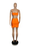 Sexy Solid Hollow Out Spaghetti Strap Mini Dress CHY-1328