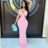 Sexy Hollow Out Backless Slip Maxi Dress CHY-1315