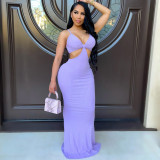 Sexy Hollow Out Backless Slip Maxi Dress CHY-1315