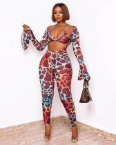 Pre Order: About 7 work days shipping Sexy Printed Flare Sleeve Jumpsuits+Bra Top YUEM-66723