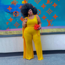 Plus Size Solid Tank Top+Long Cloak+Pants 3 Piece Sets QSF-51030